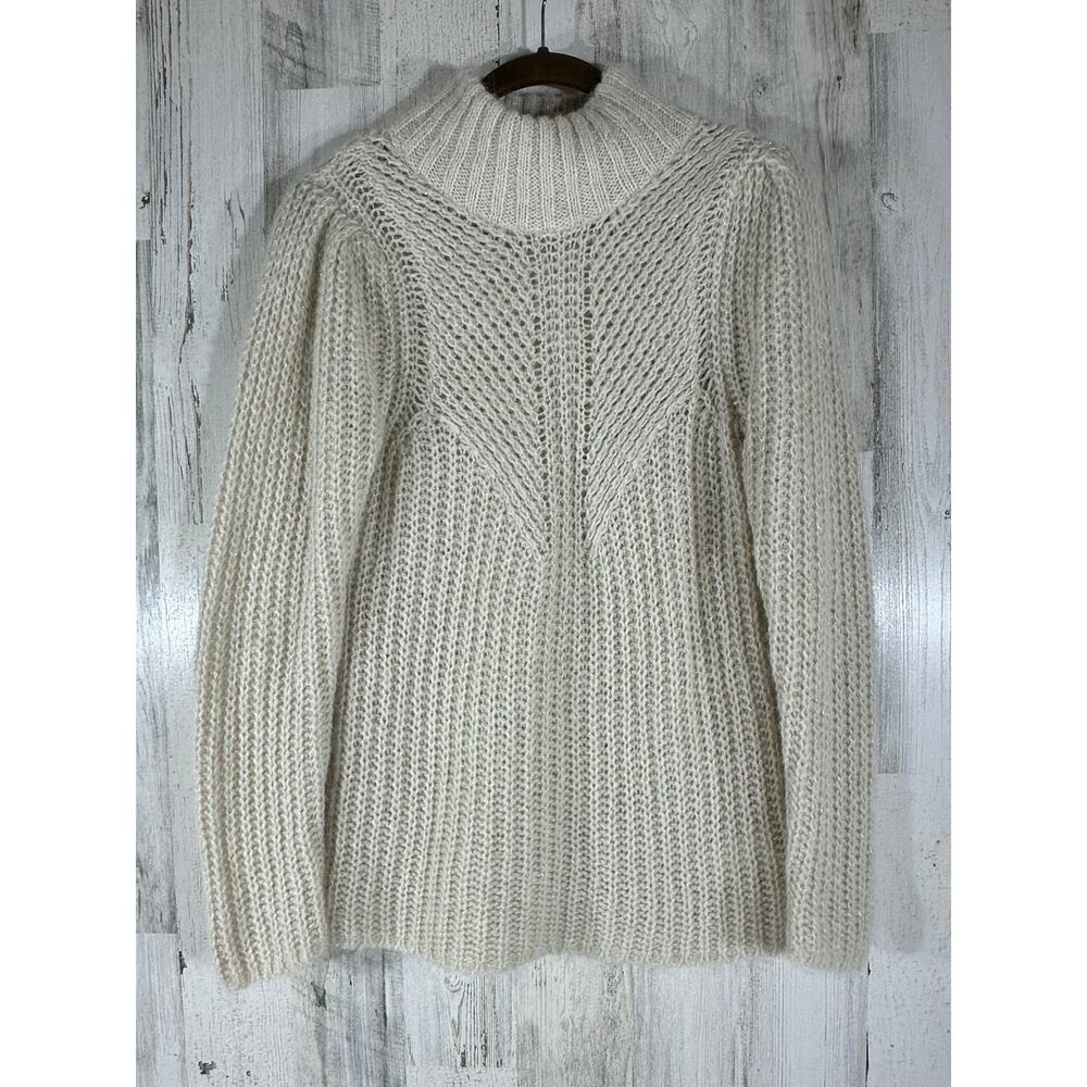 Express Sweater Size XXS‎ Cream Ivory Fuzzy Soft Wool Alpaca Blend Mock Neck